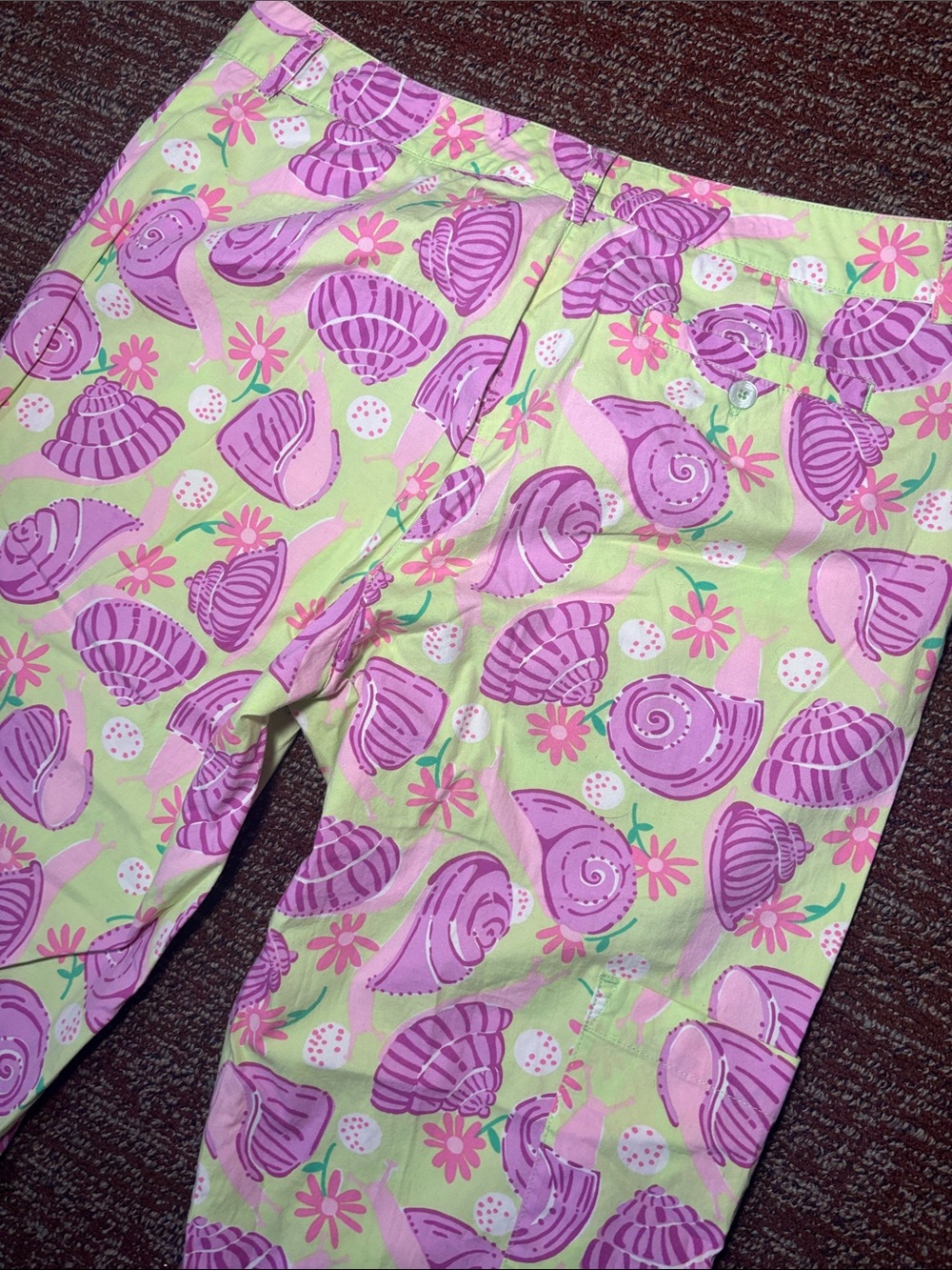 Vintage Y2K Lily Pulitzer snail pant pastel printed cropped cotton capri summer - Picture 4 of 11